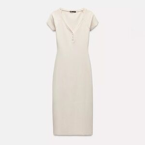 Zara Elegant Cream Short-Sleeve Dress